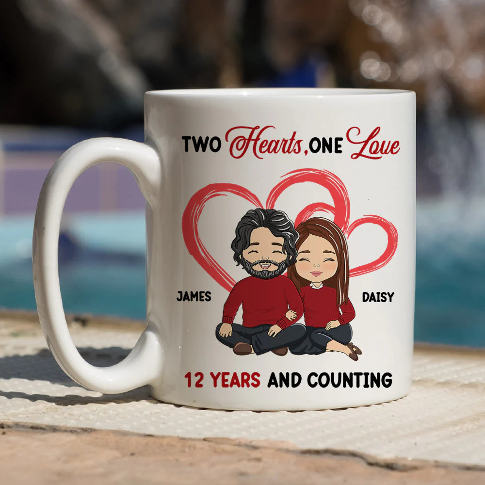Two Hearts One Love - Personalized Custom Coffee Mug - Image 5