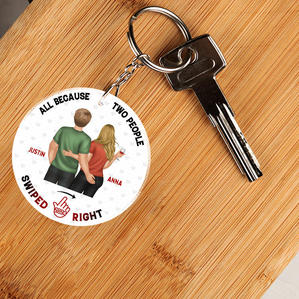 Two People Swiped Right - Personalized Custom Acrylic Keychain - Image 2