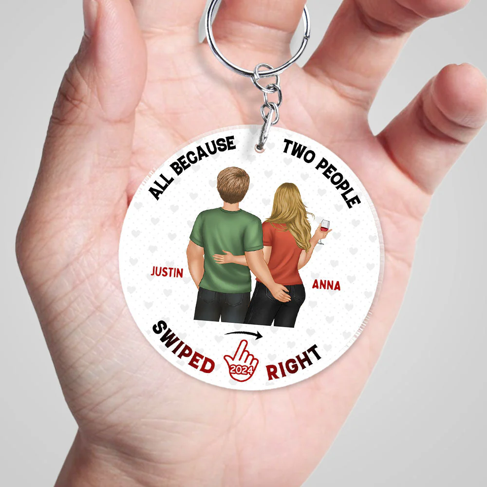 Two People Swiped Right - Personalized Custom Acrylic Keychain - Image 3