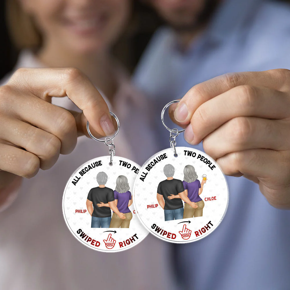 Two People Swiped Right - Personalized Custom Acrylic Keychain - Image 4