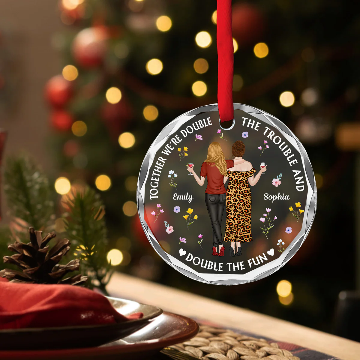 Two Souls One Crazy Journey  - Personalized Custom Glass Ornament - Image 4
