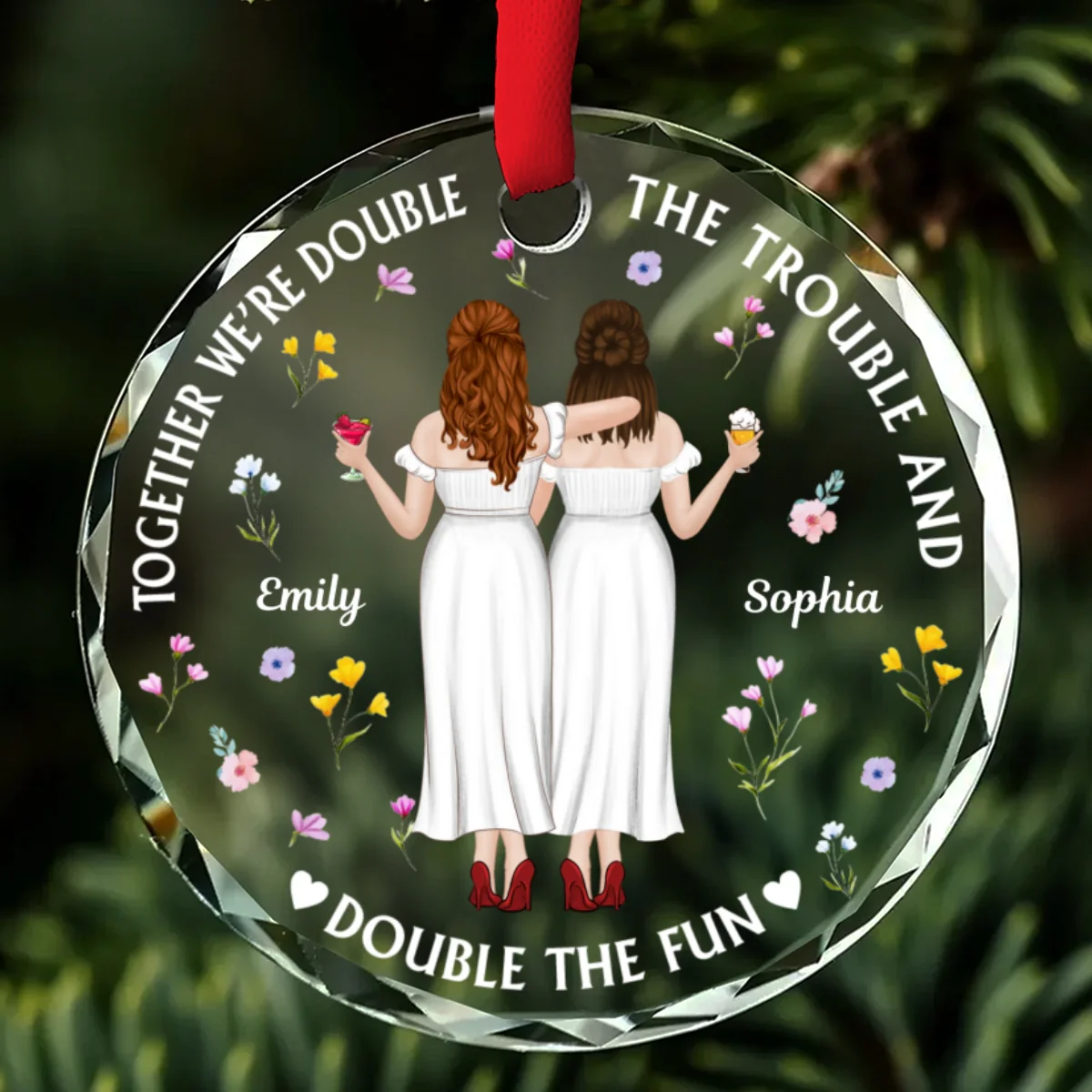 Two Souls One Crazy Journey  - Personalized Custom Glass Ornament - Image 6