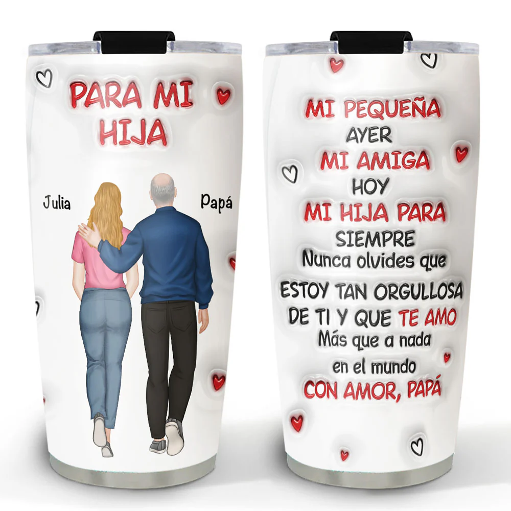 Un Abrazo de Papá - Vaso 3D Personalizado Efecto Inflado