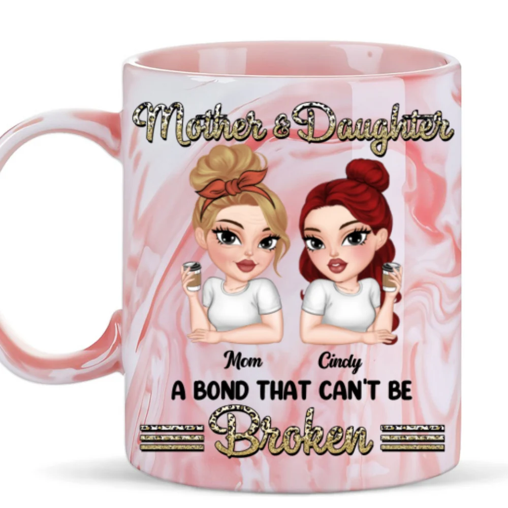 Unbreakable Bond - Personalized Custom Pink Marble Mug - Image 6