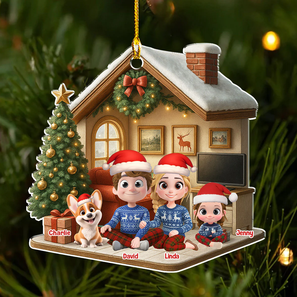 Under A Happy Roof - Personalized Custom 3D Effect Acrylic Ornament - Image 2