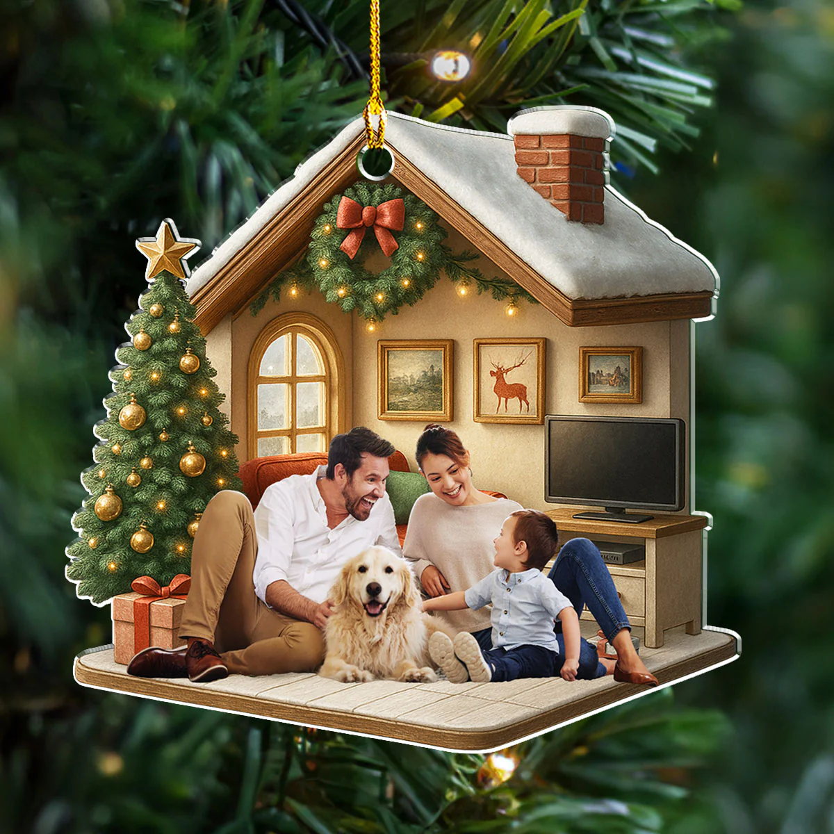 Under A Happy Roof Photo - Personalized Custom 3D Effect Acrylic Ornament - Image 2