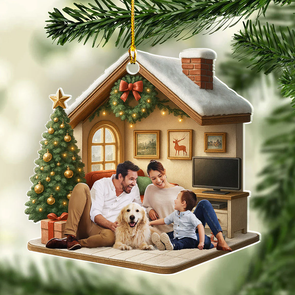 Under A Happy Roof Photo - Personalized Custom 3D Effect Acrylic Ornament - Image 3
