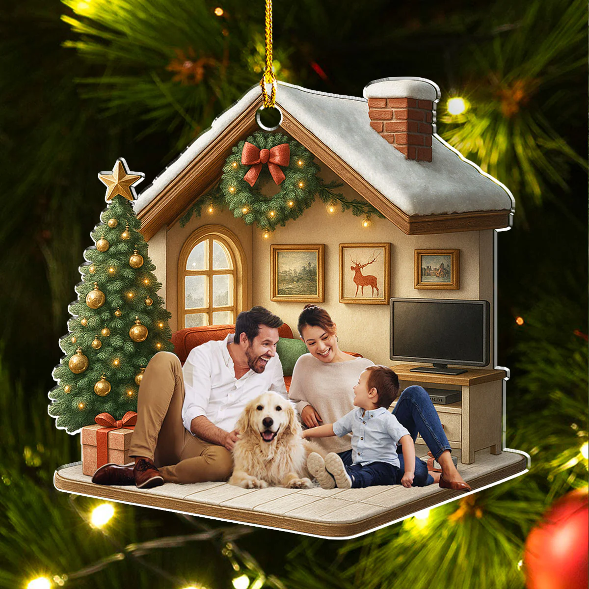 Under A Happy Roof Photo - Personalized Custom 3D Effect Acrylic Ornament - Image 4