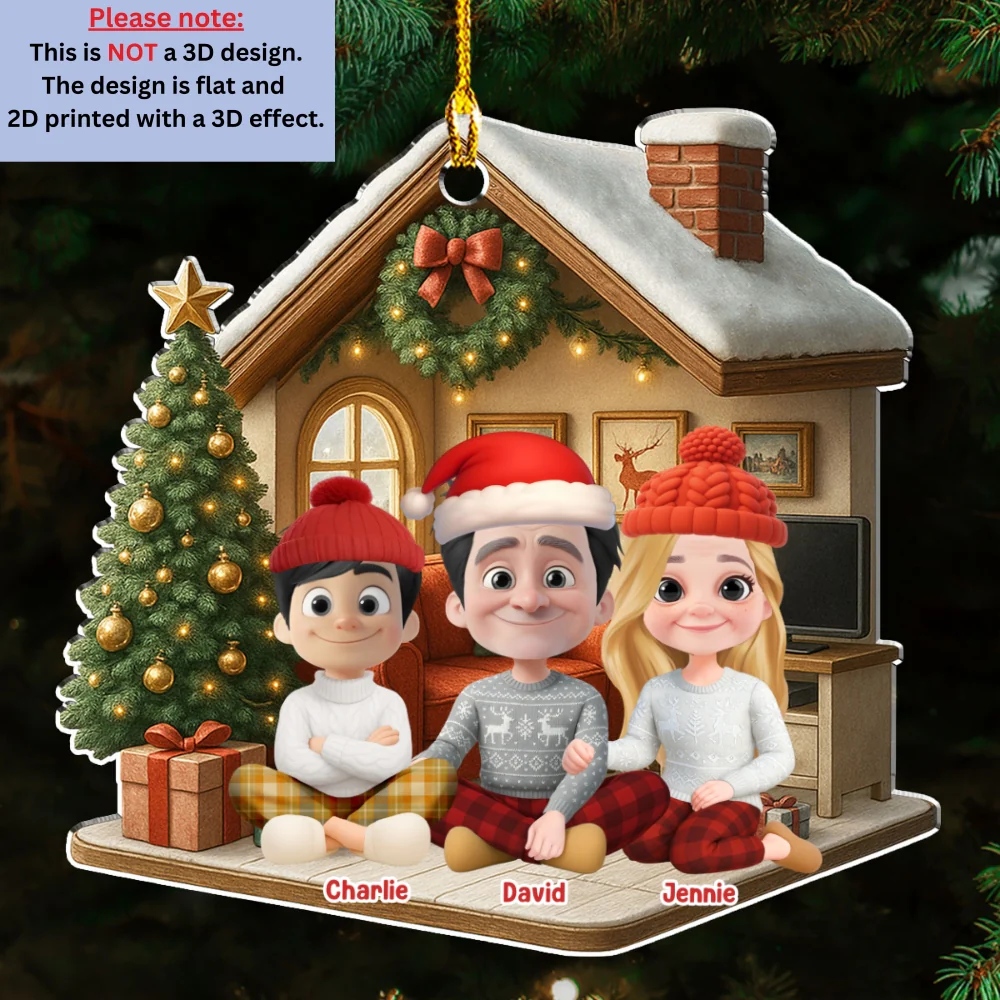 Under A Happy Roof With Them - Personalized Custom 3D Effect Acrylic Ornament - Image 6