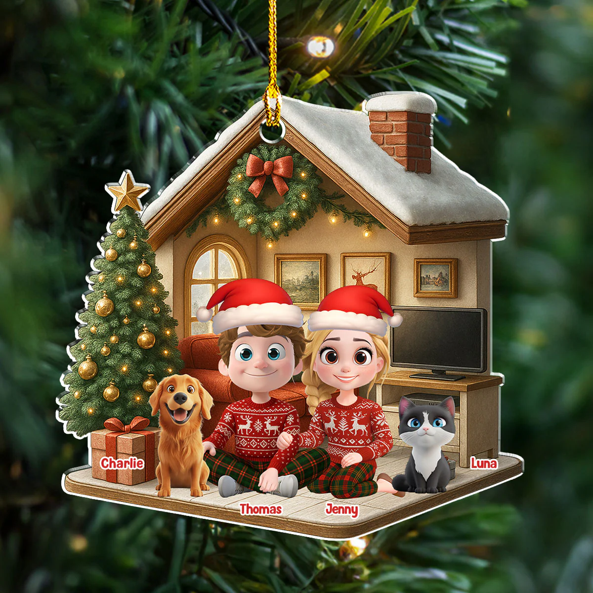 Under One Roof With Them - Personalized Custom 3D Effect Acrylic Ornament - Image 3
