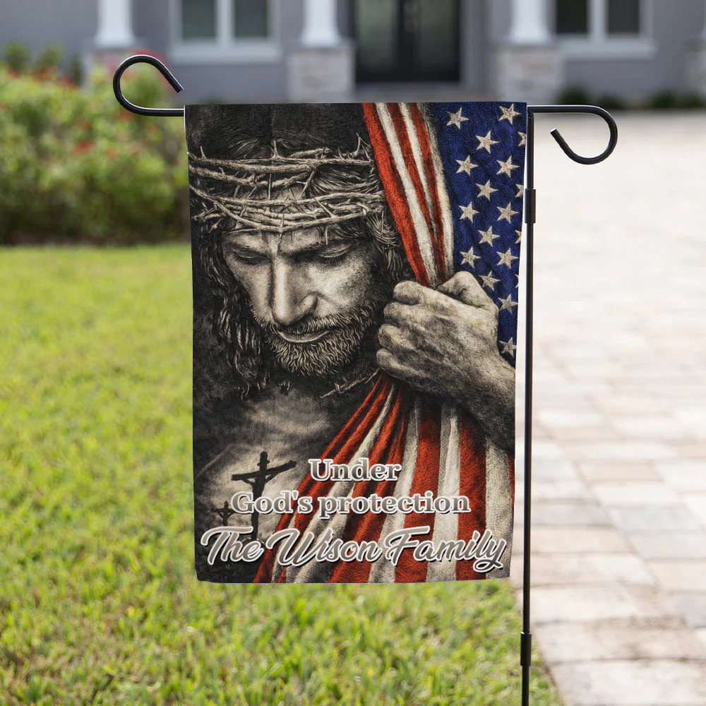 Under Protection Of God - Personalized 3D Effect Custom Flag - Image 4
