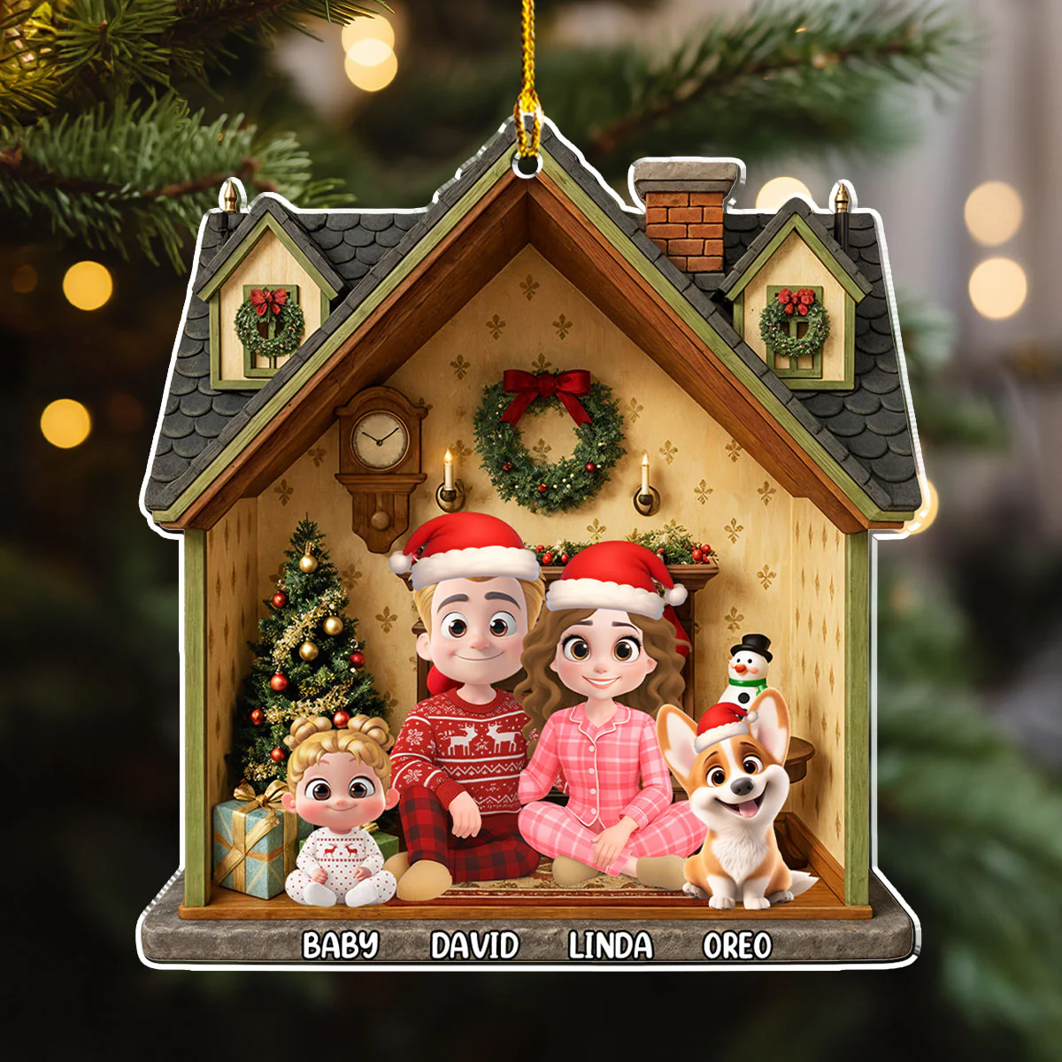 Under The Chimney - Personalized Custom 3D Effect Acrylic Ornament