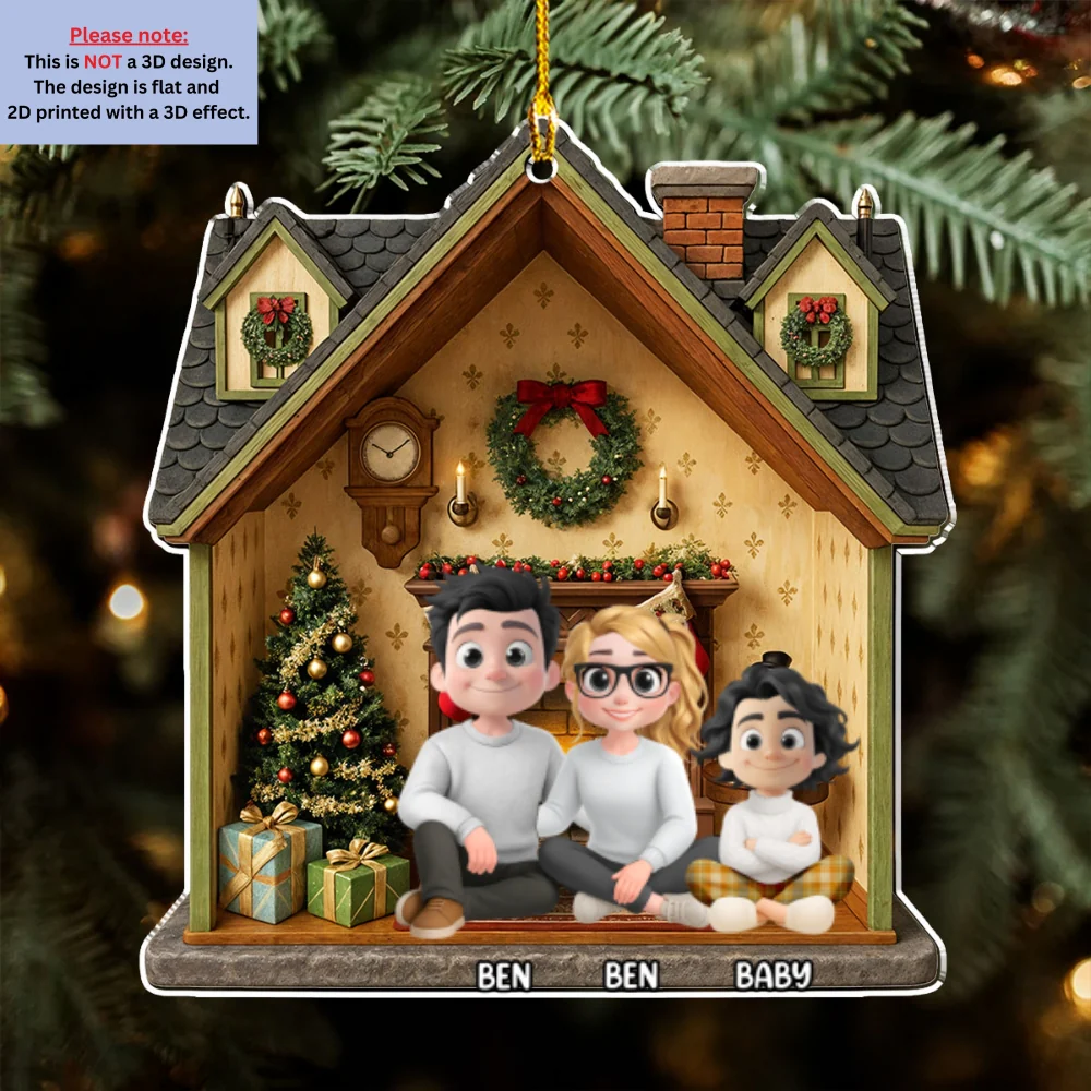 Under The Chimney - Personalized Custom 3D Effect Acrylic Ornament - Image 6
