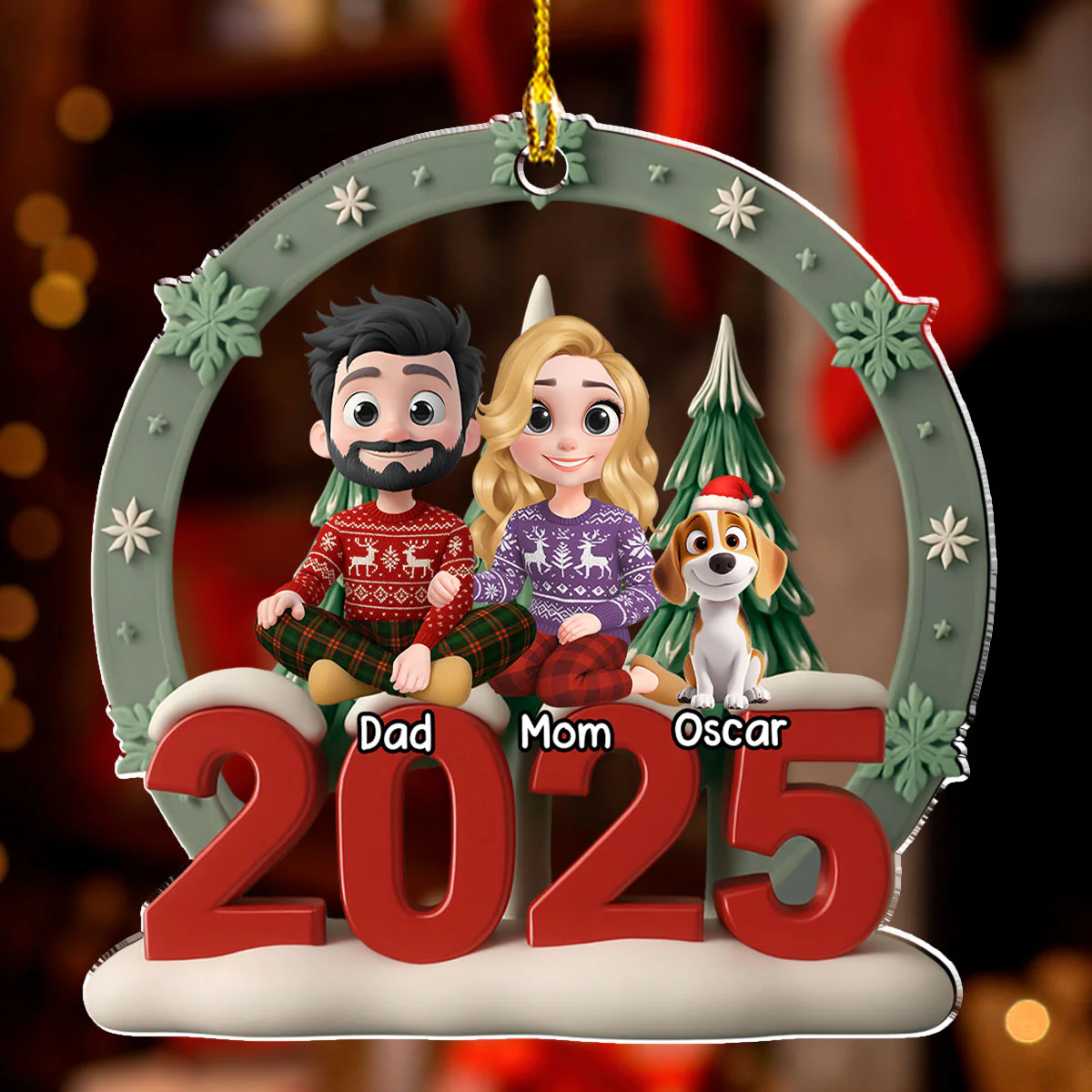 Under The Christmas Tree - Personalized Custom 3D Effect Acrylic Ornament - Image 2