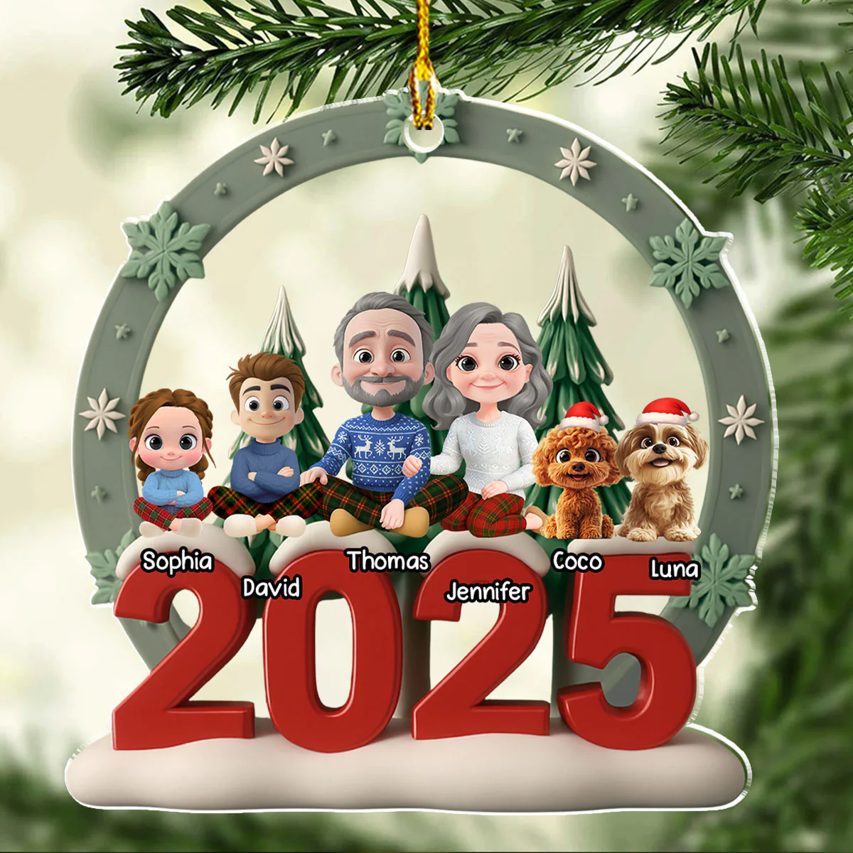 Under The Christmas Tree - Personalized Custom 3D Effect Acrylic Ornament - Image 4