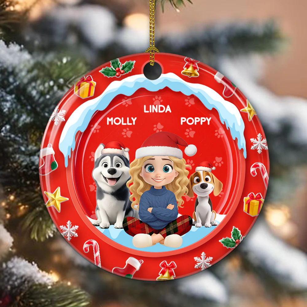 Under The Mistletoe - Personalized Custom 3D Effect Ceramic Ornament - Image 3
