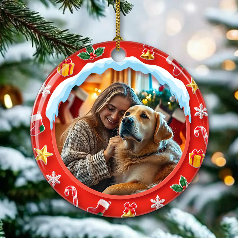 Under The Mistletoe Photo - Personalized Custom 3D Effect Ceramic Ornament - Image 2