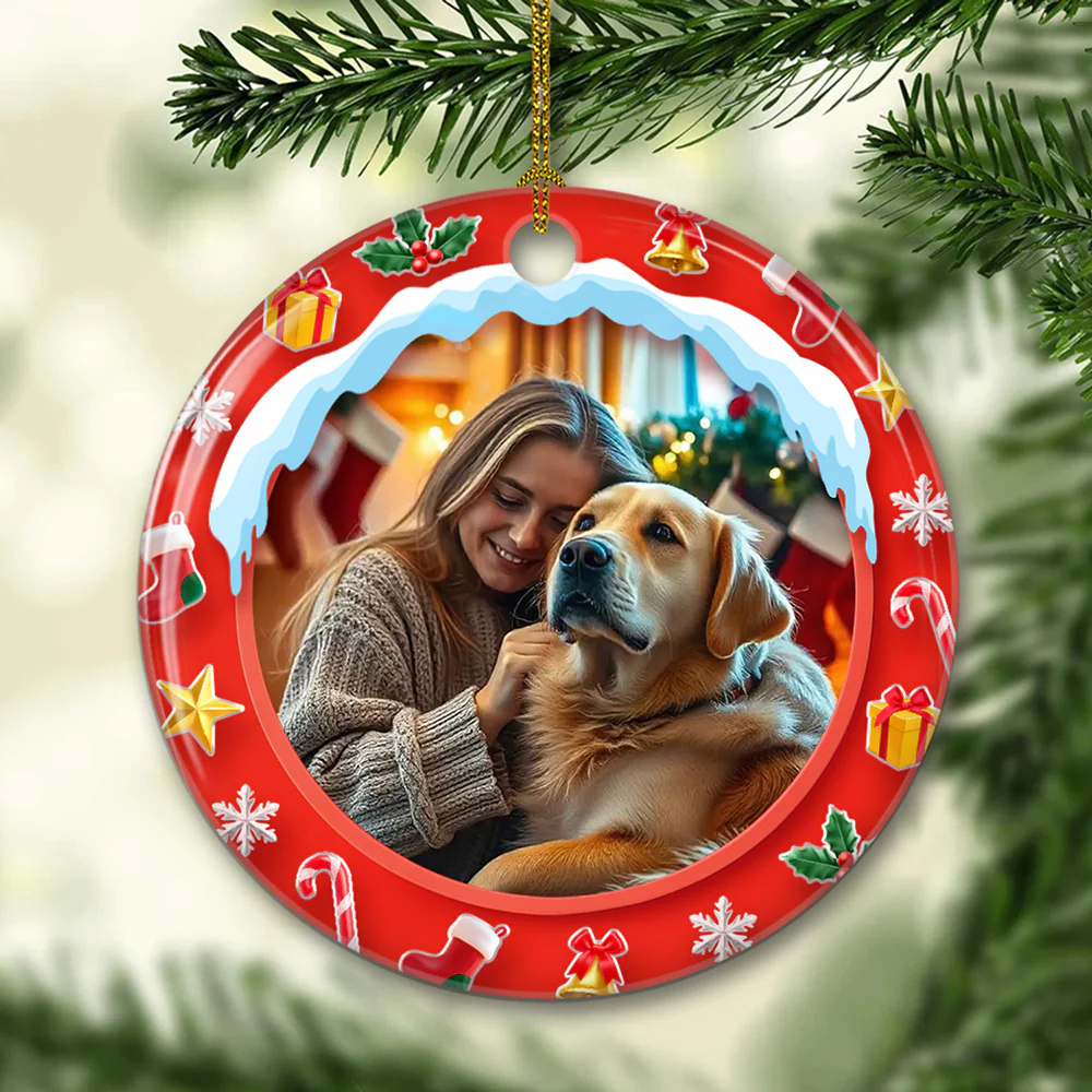 Under The Mistletoe Photo - Personalized Custom 3D Effect Ceramic Ornament - Image 3