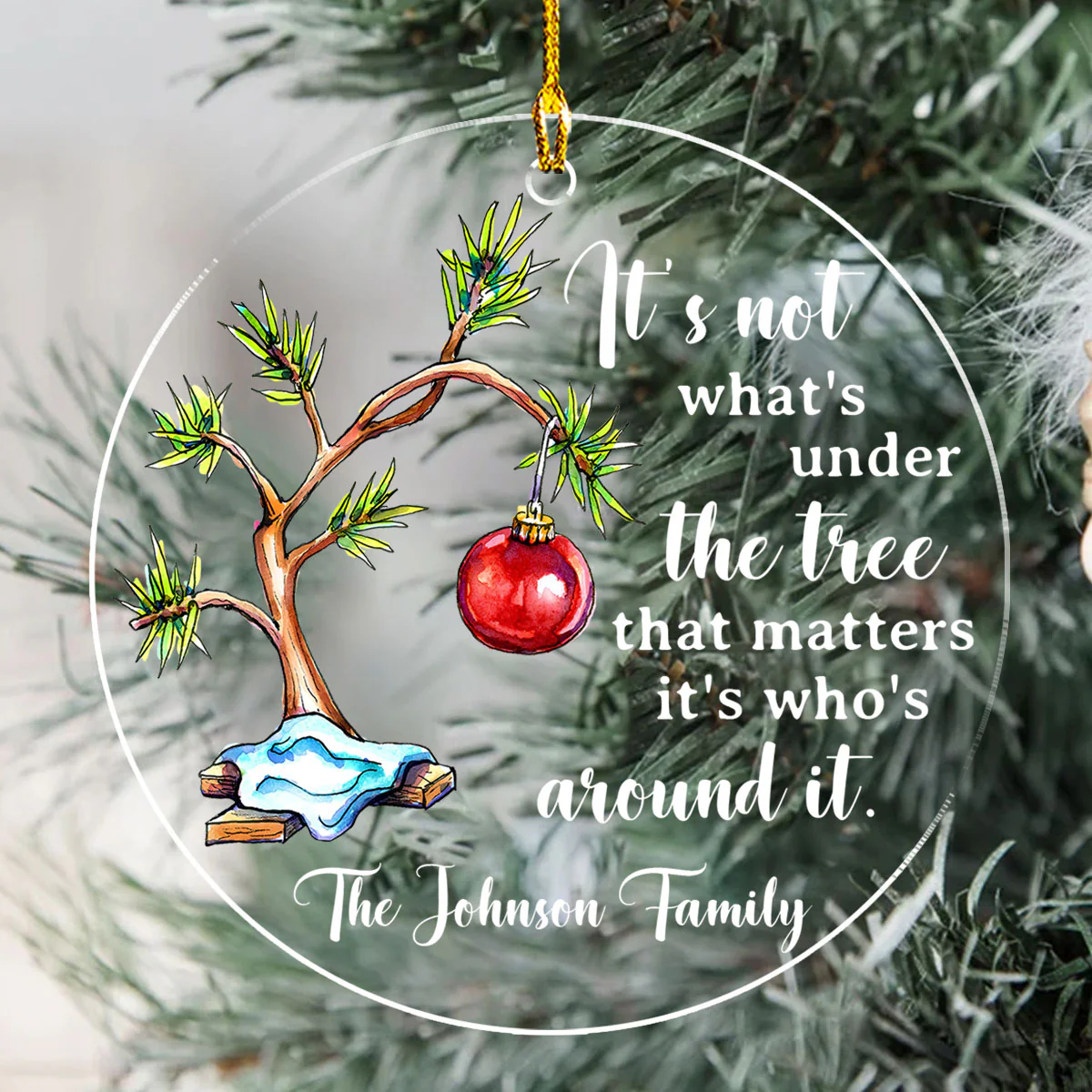 Under Tree Christmas - Personalized Custom Acrylic Ornament - Image 3
