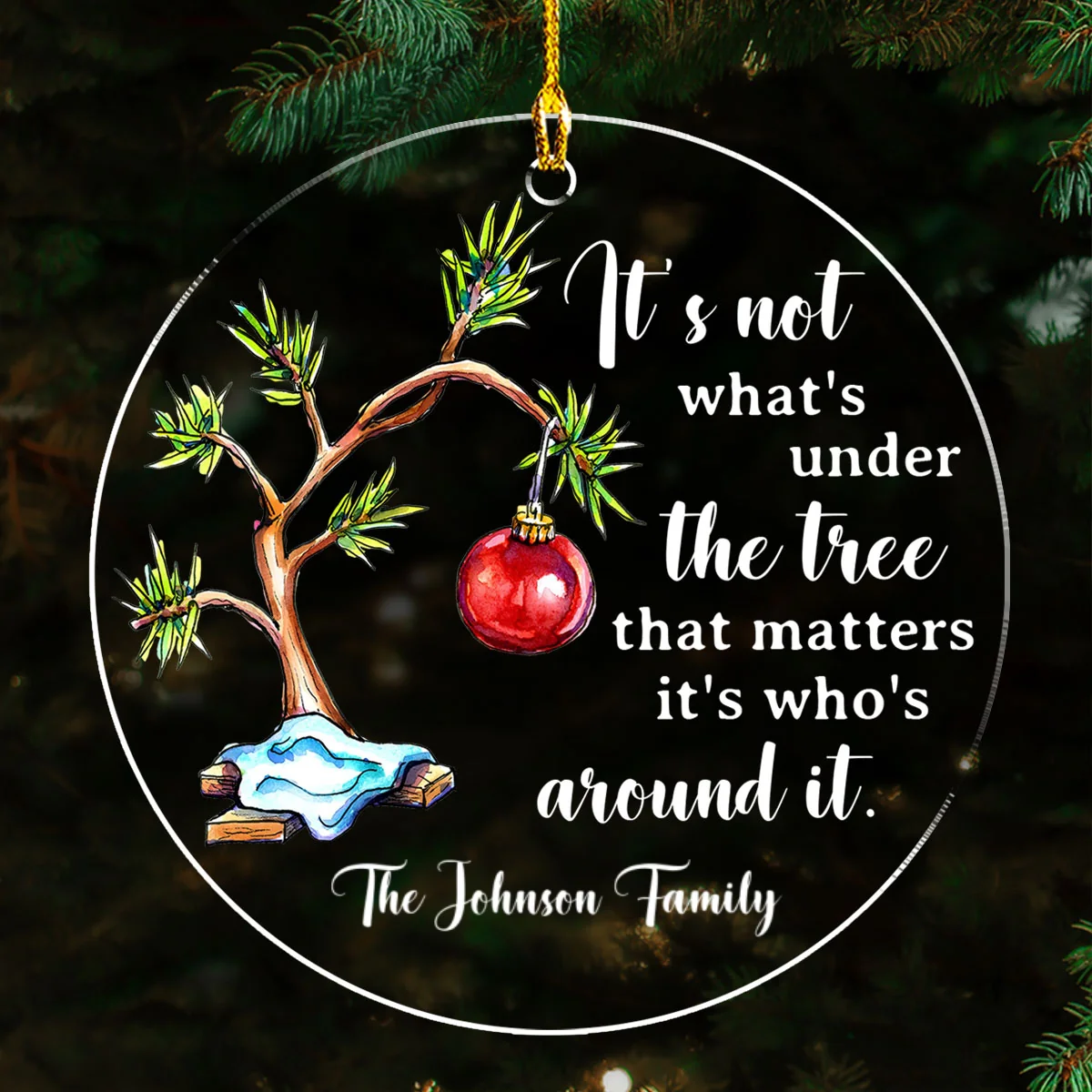 Under Tree Christmas - Personalized Custom Acrylic Ornament - Image 4