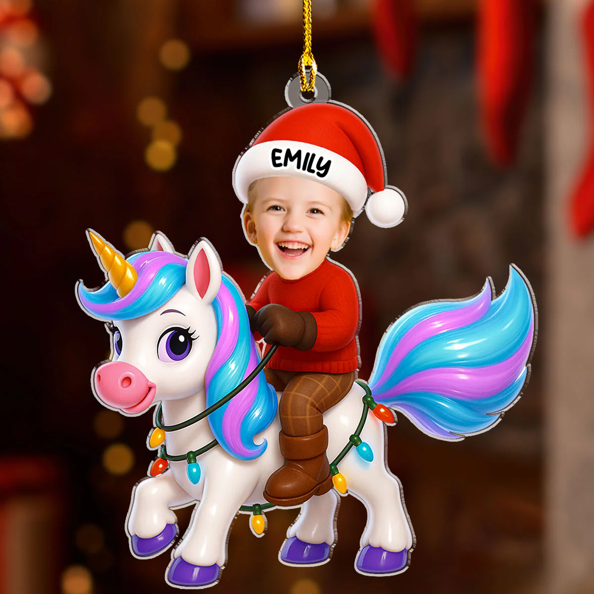 Unicorn Christmas - Personalized Custom Acrylic Ornament - Image 3