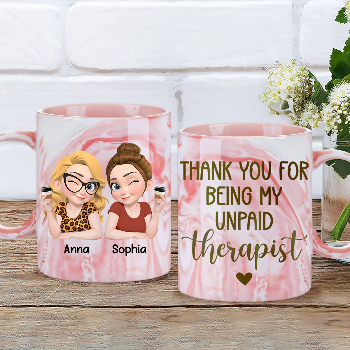 Unpaid - Personalized Custom Pink Marble Mug - Image 2