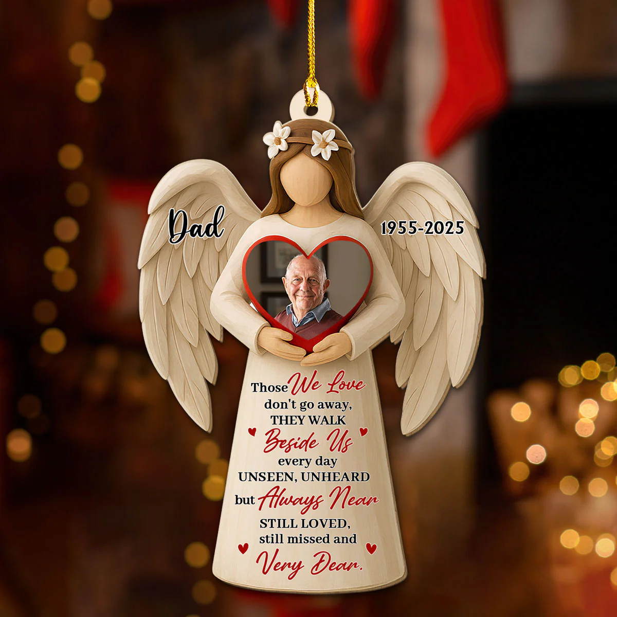 Unseen But Always Near - Personalized Custom Wood Ornament - Image 3