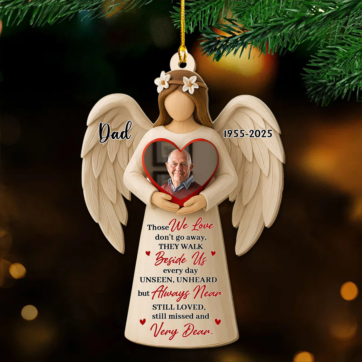 Unseen But Always Near - Personalized Custom Wood Ornament - Image 4