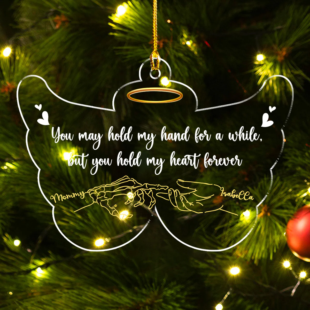 Until I Hold Your Hand In Heaven - Personalized Custom Acrylic Ornament - Image 3