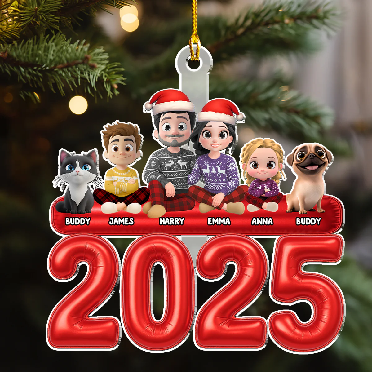 Us And Our Kid Pet - Personalized Custom Acrylic Ornament - Image 3