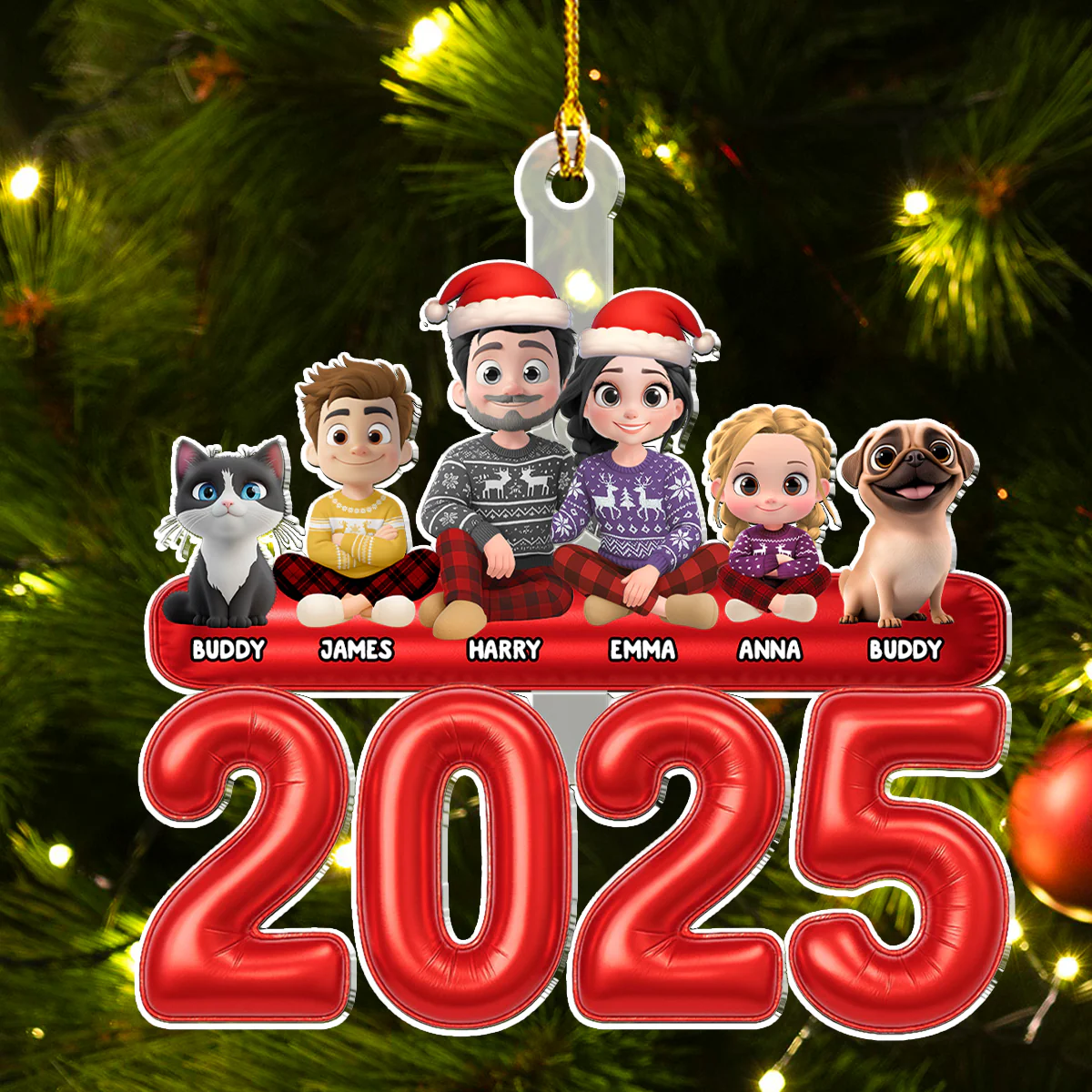 Us And Our Kid Pet - Personalized Custom Acrylic Ornament - Image 4