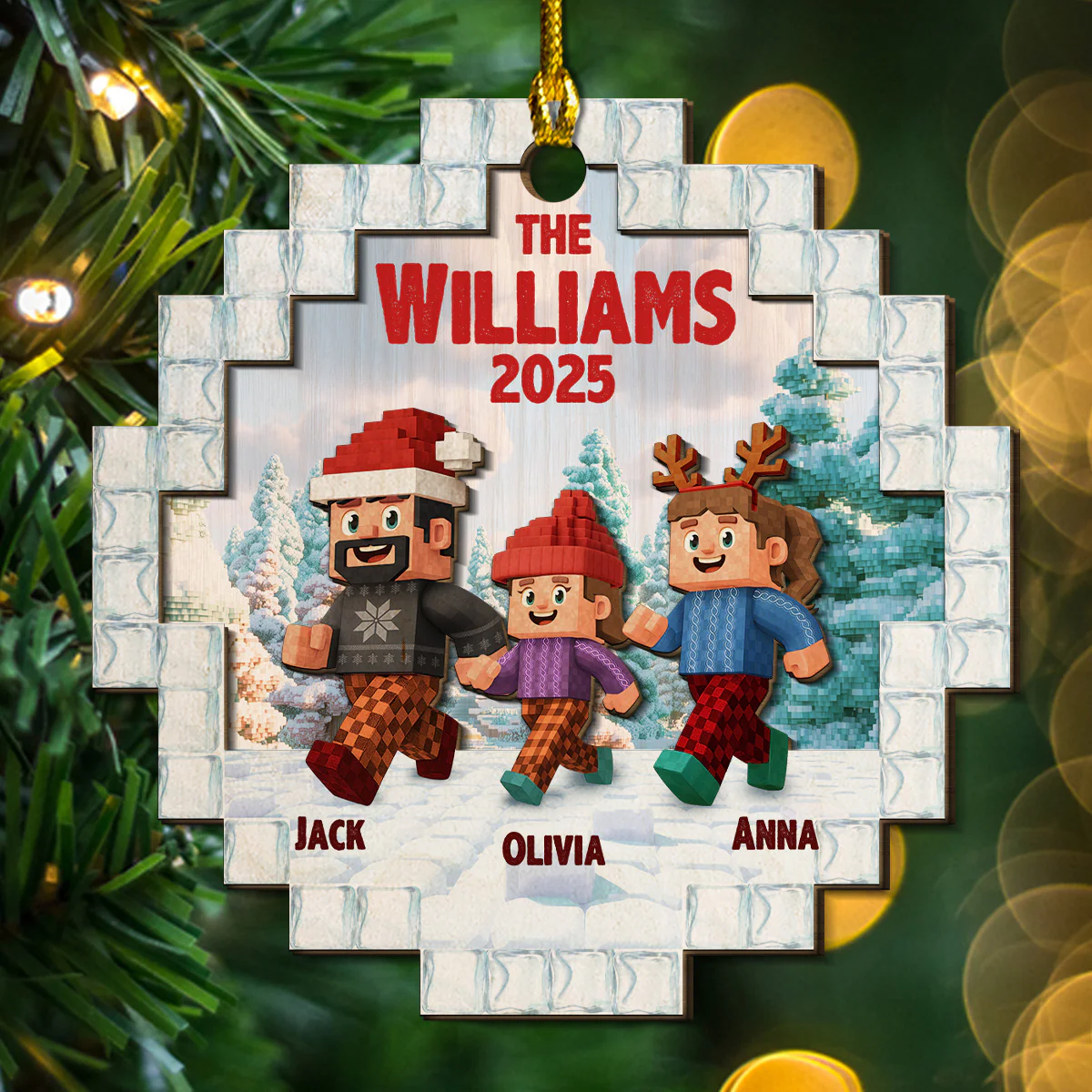Us As A Family - Personalized Custom 2-layered Wood Ornament - Image 2