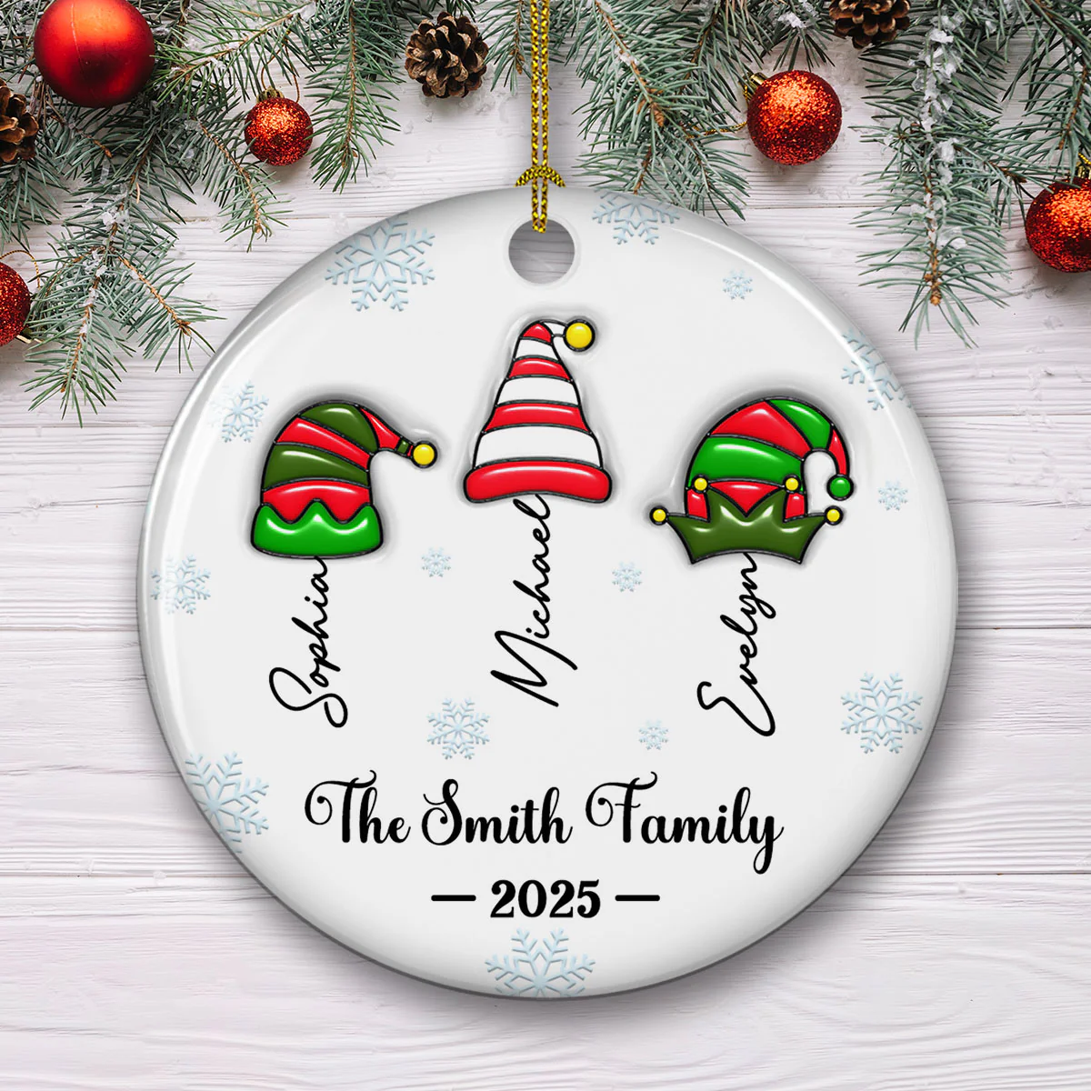 Us As Santas - Personalized Custom 3D Inflated Effect Ceramic Ornament - Image 3