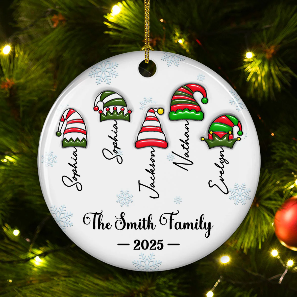 Us As Santas - Personalized Custom 3D Inflated Effect Ceramic Ornament - Image 4