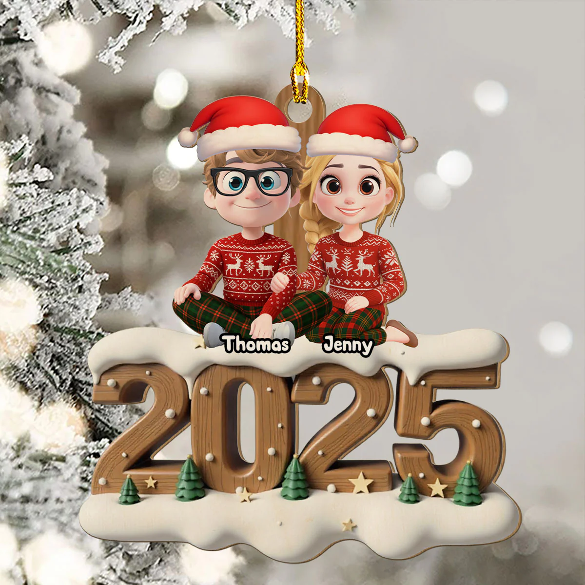 Us From Now Onwards - Personalized Custom 3D Effect Wood Ornament - Image 3