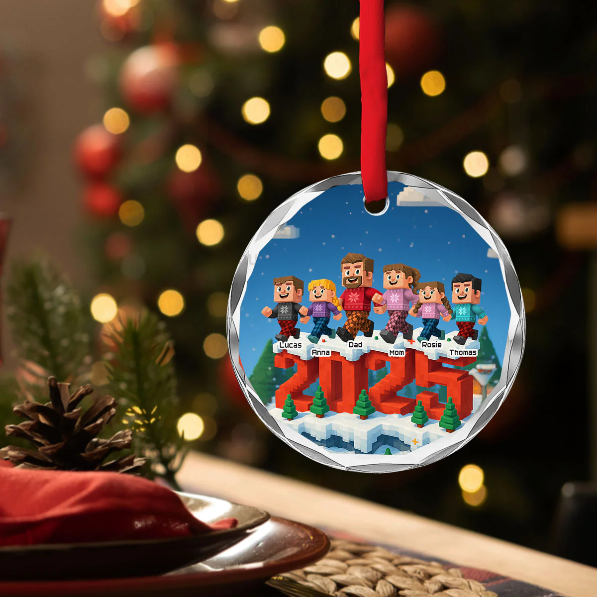 Us In This Year - Personalized Custom 3D Effect Glass Ornament - Image 4