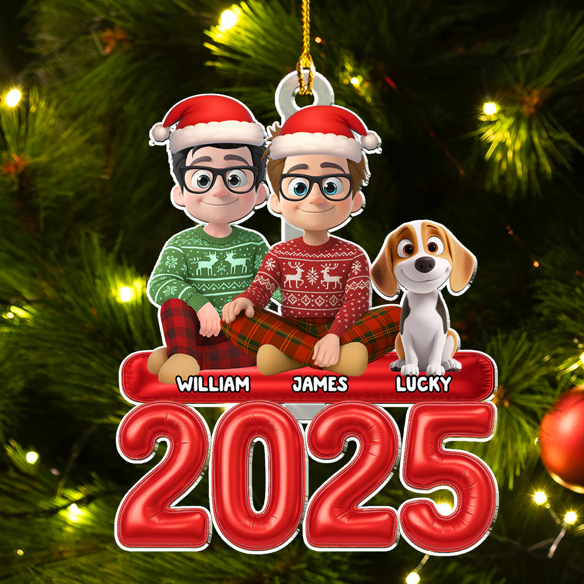 Us Love And Our Kid Pet - Personalized Custom Acrylic Ornament - Image 4