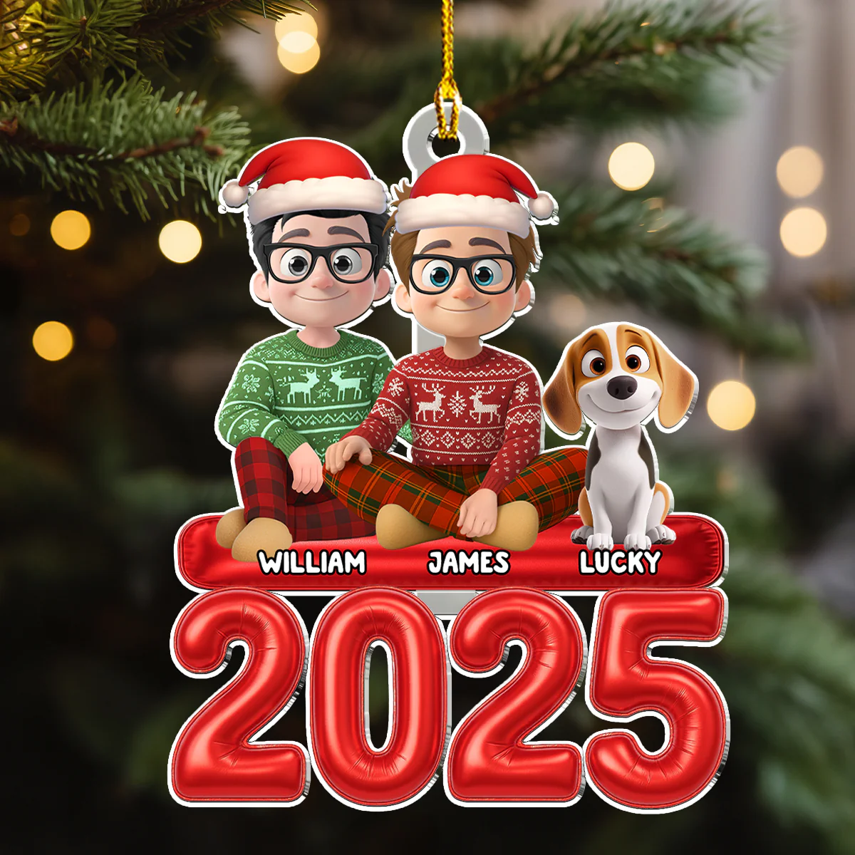 Us Love And Our Kid Pet - Personalized Custom Acrylic Ornament - Image 5