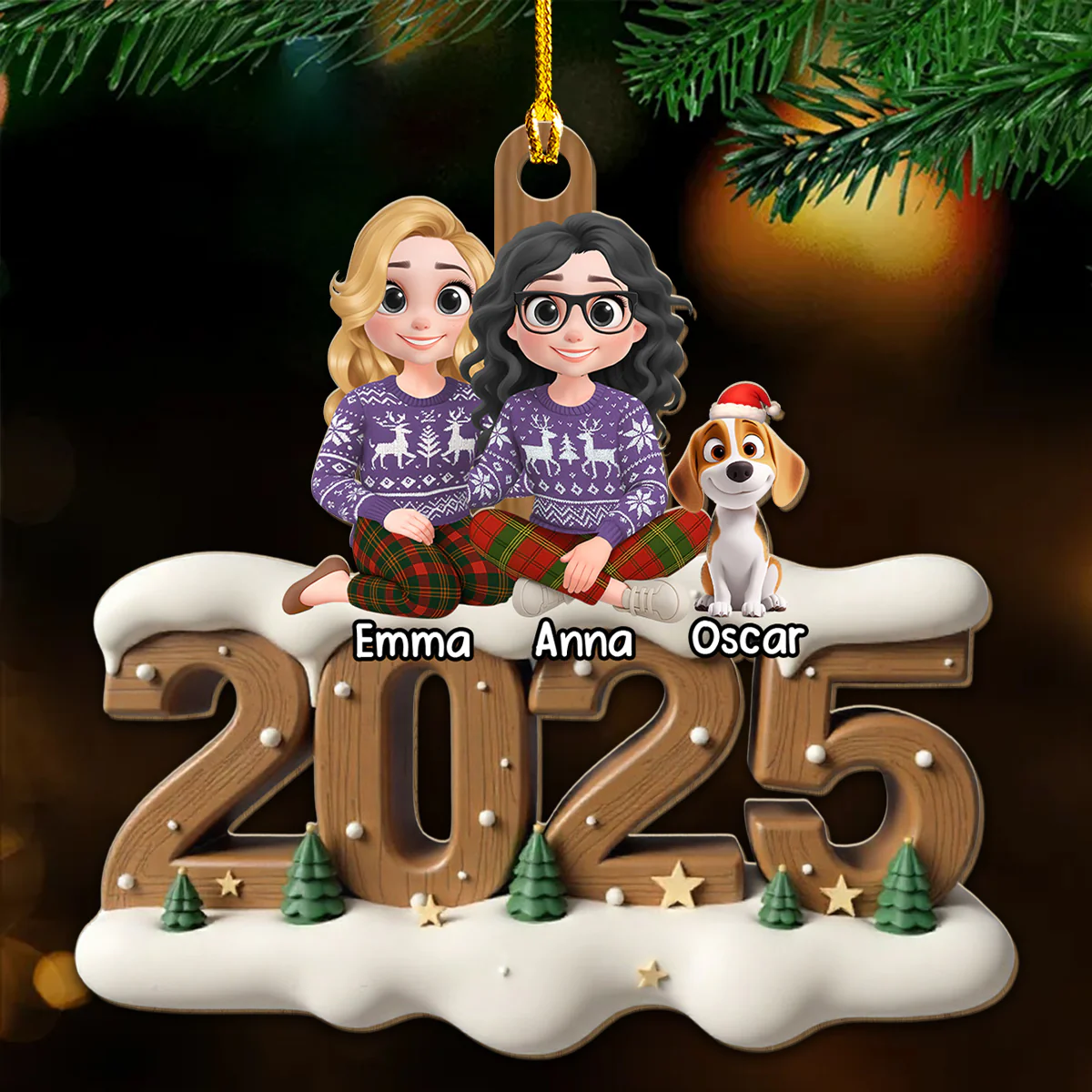 Us Together Now Onwards - Personalized Custom 3D Effect Wood Ornament - Image 2