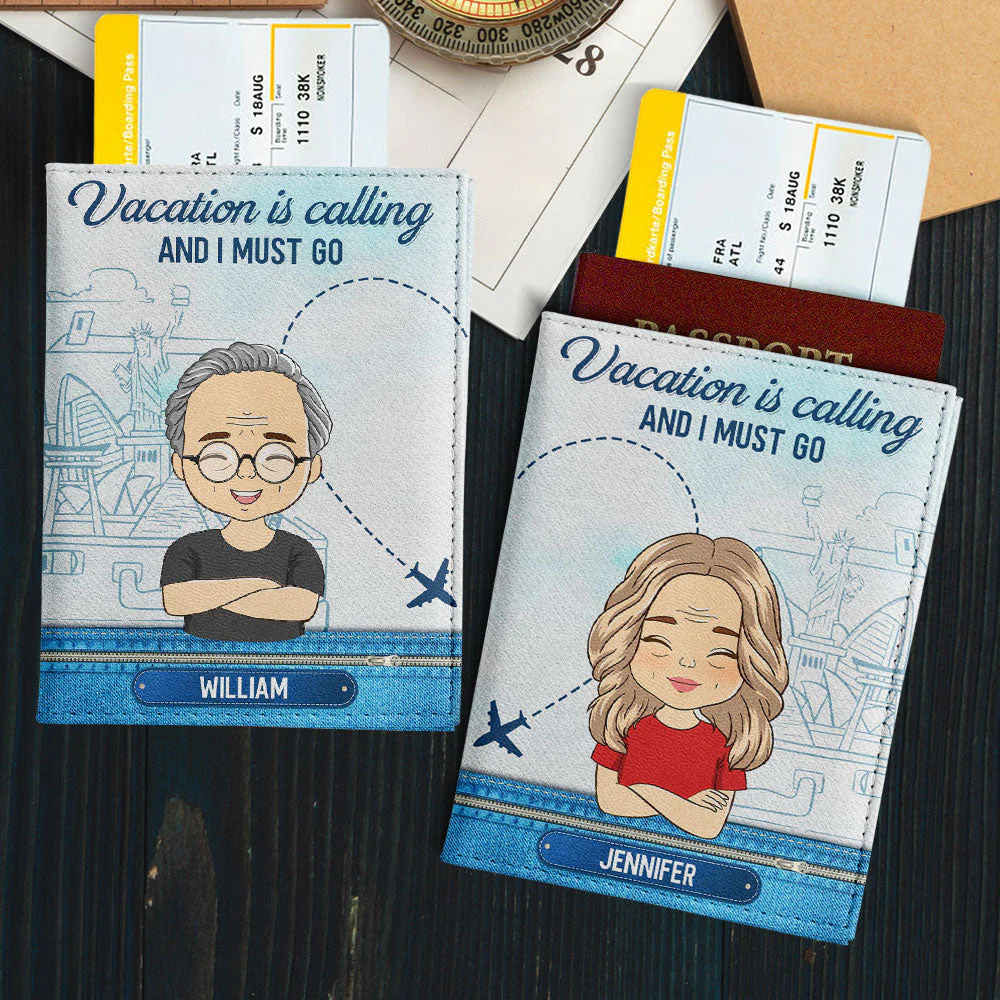 Vacation Is Calling - Personalized Custom Couple Passport Cover - Image 2