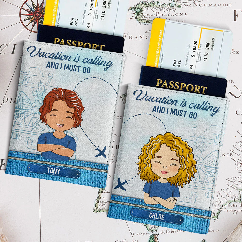 Vacation Is Calling - Personalized Custom Couple Passport Cover - Image 4