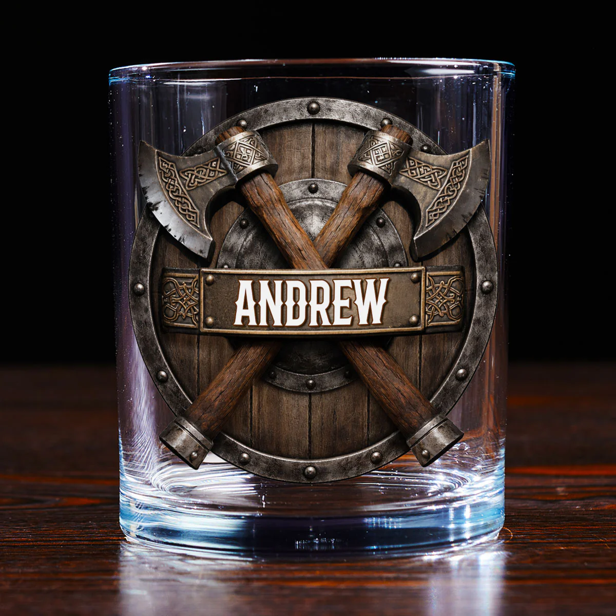 Viking Warrior Shield - Personalized Custom Whiskey Glass