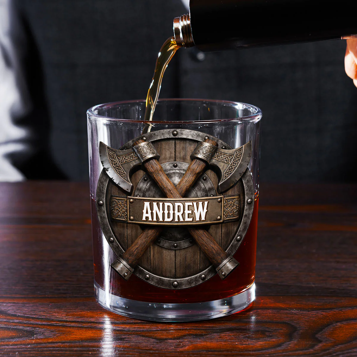 Viking Warrior Shield - Personalized Custom Whiskey Glass - Image 2