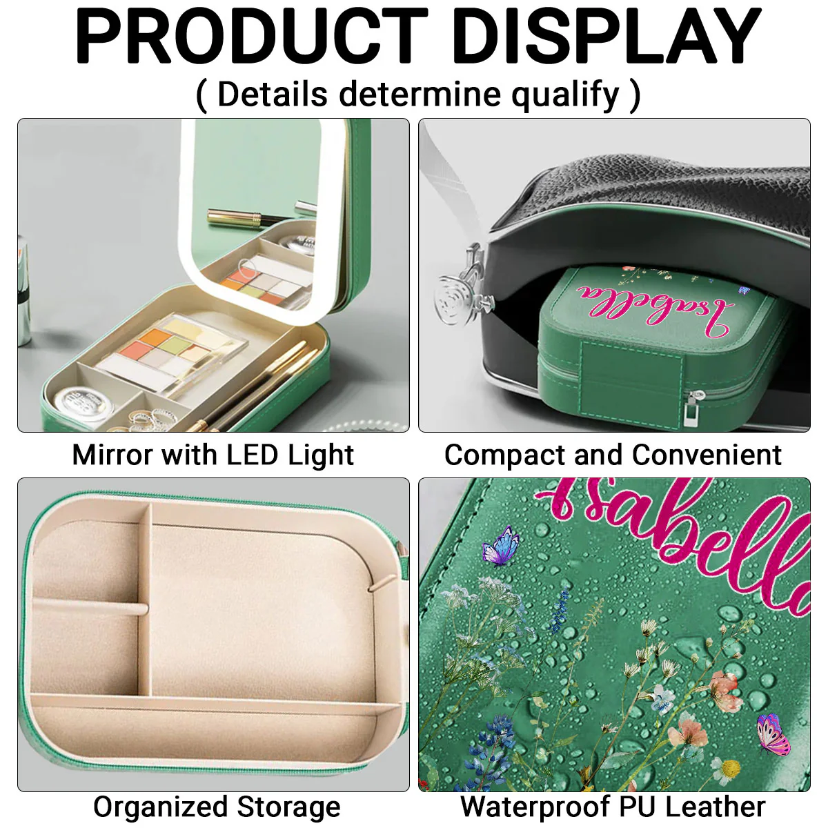 Vintage Floral - Personalized Custom Jewelry Box With LED Mirror - Image 3