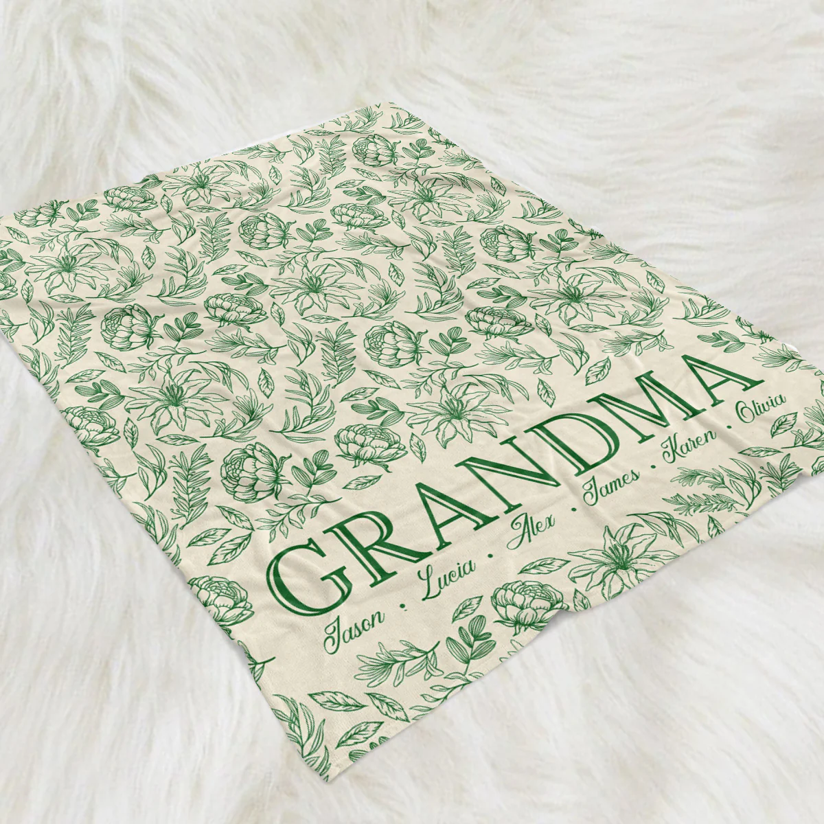 Vintage Grandma Flower - Personalized Custom Fleece Blanket - Image 2