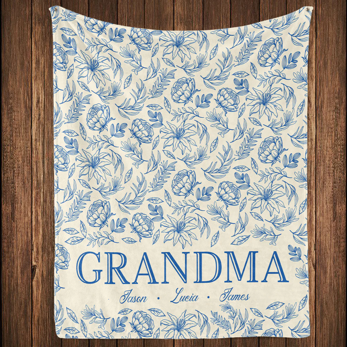 Vintage Grandma Flower - Personalized Custom Fleece Blanket - Image 4
