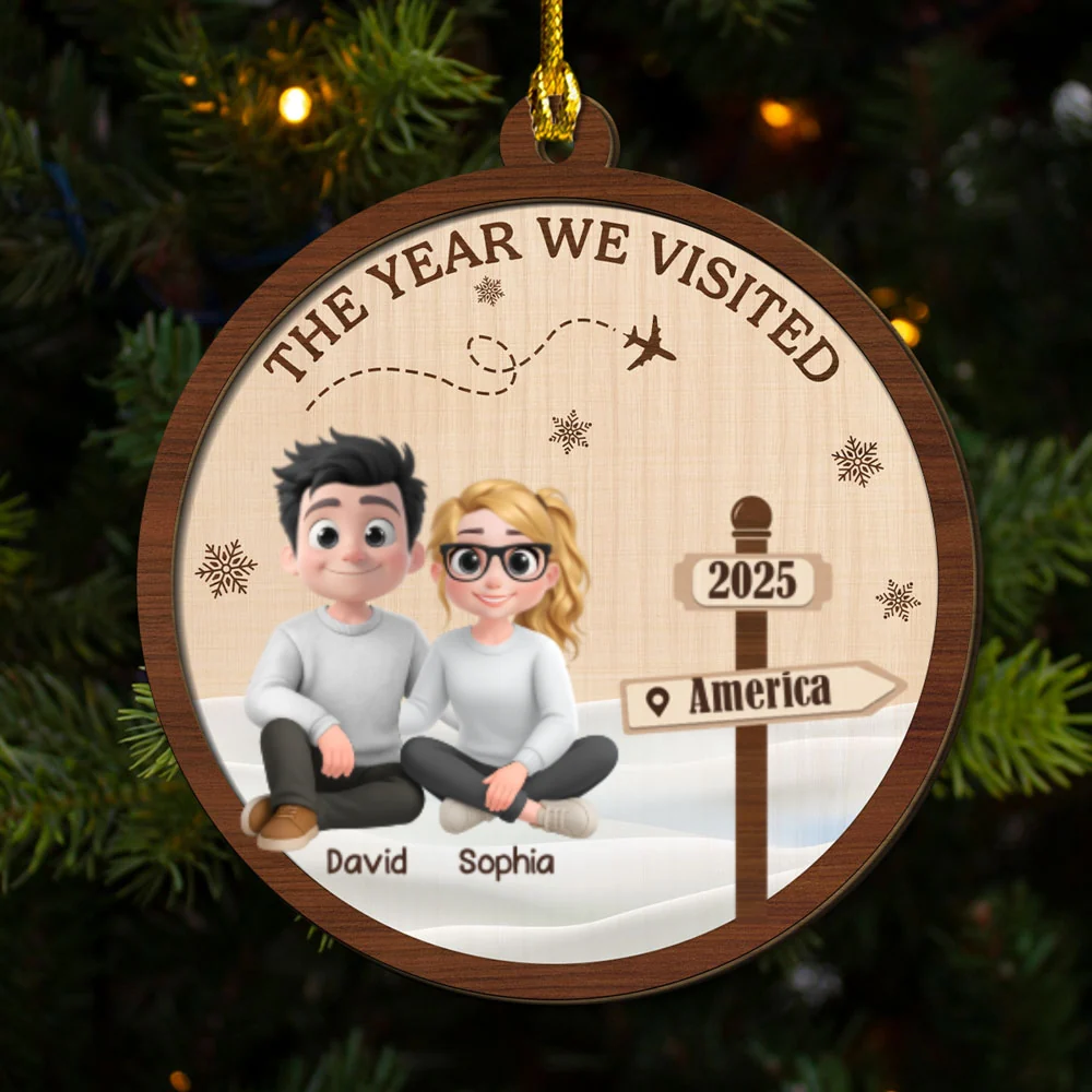Visit The World Together - Personalized Custom 2-Layered Wood Ornament - Image 7