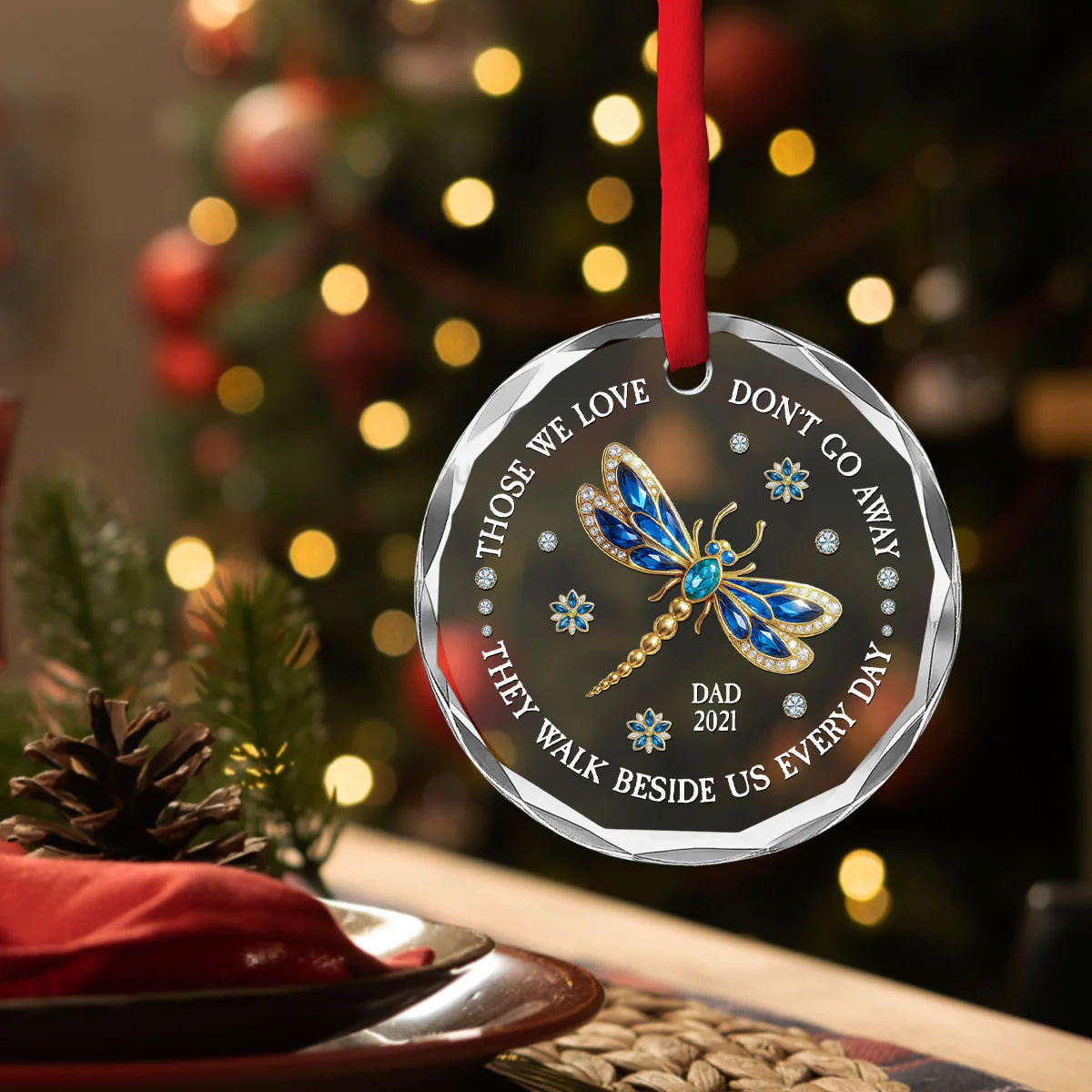 Walk Beside Us - Personalized Custom Glass Ornament - Image 3