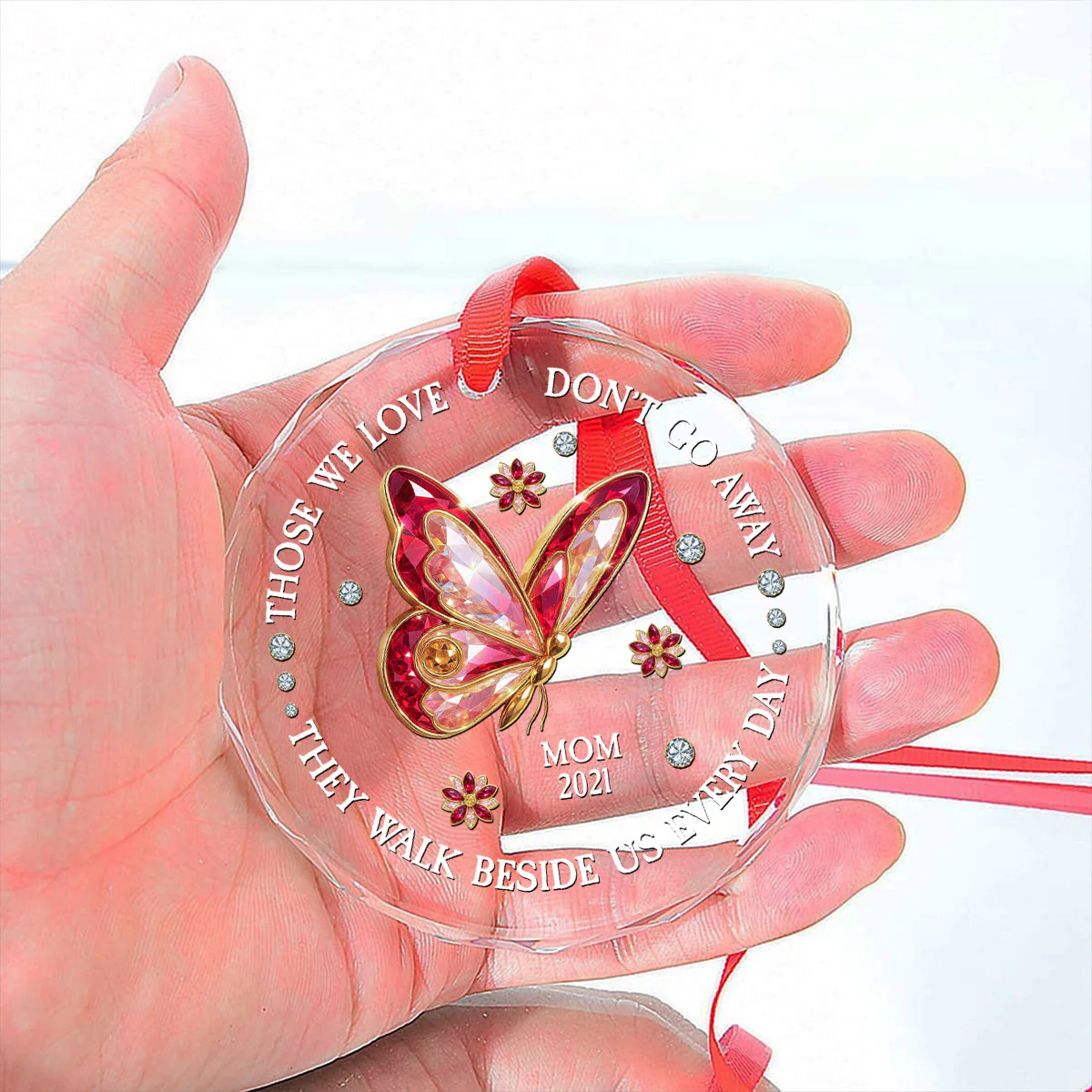 Walk Beside Us - Personalized Custom Glass Ornament - Image 4