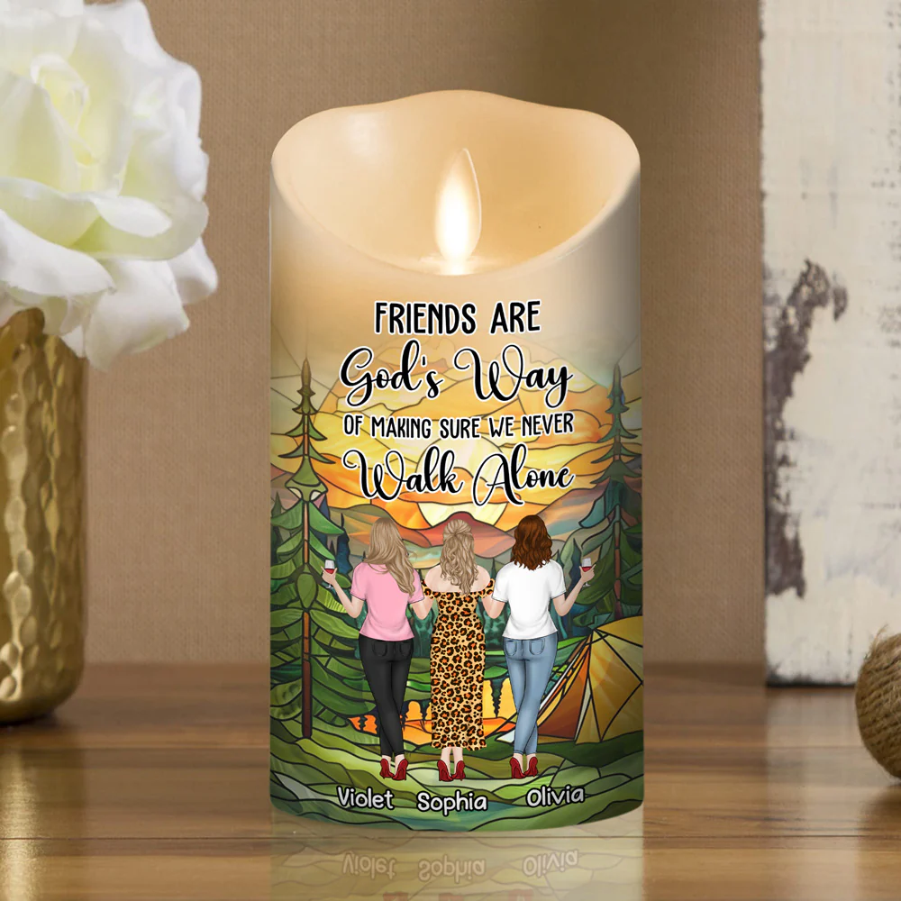 Walk Together Friendship - Personalized Custom LED Candle - Image 5